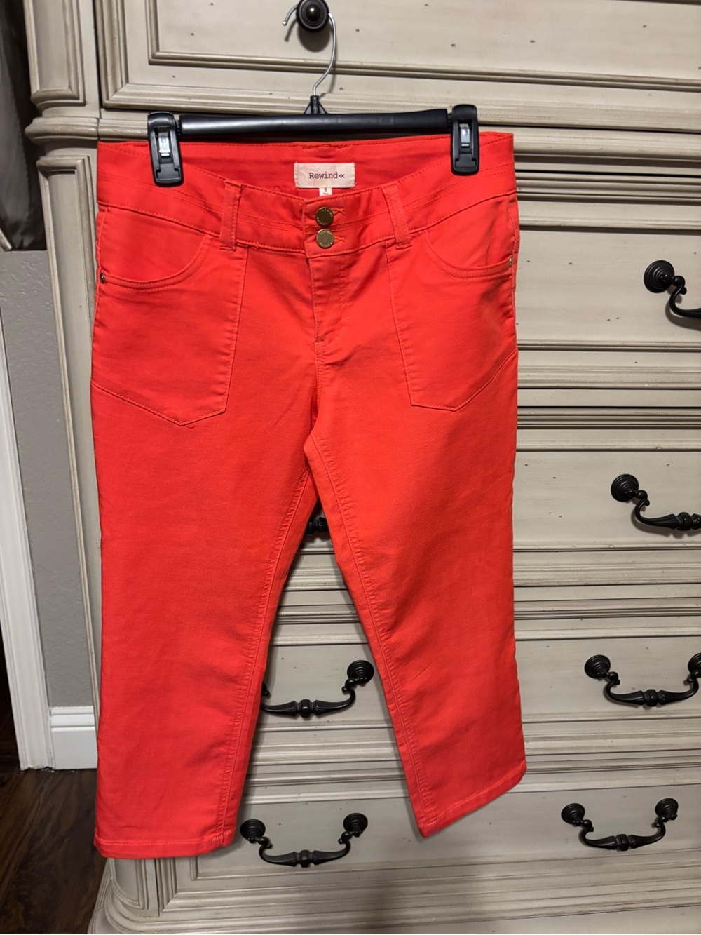 Rewind Coral-Orange Cropped Women's Jeans